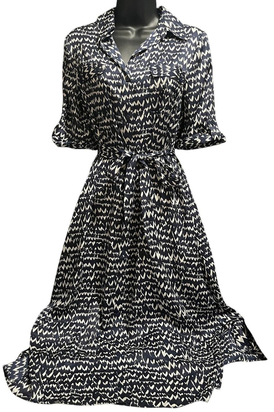 RyeGrass Black and White Abstract Print Shirt Dress - Size XS - NWT - Maxi